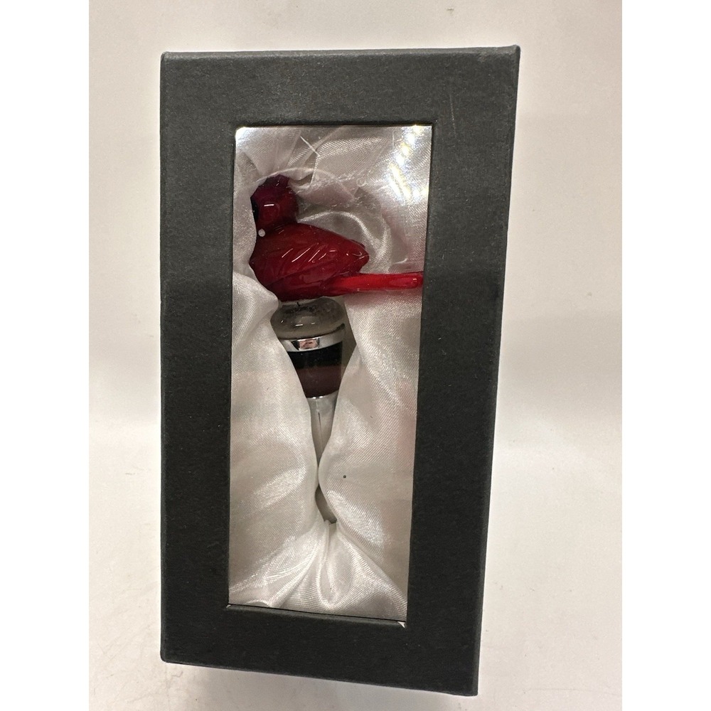 Cardinal Bird Wine Bottle Stopper Glass Red Bird Bar Gift New